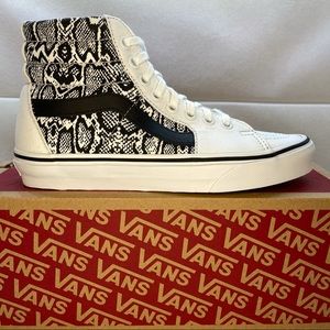 Vans Sk8-Hi Snake Print High Top Sneakers White Black